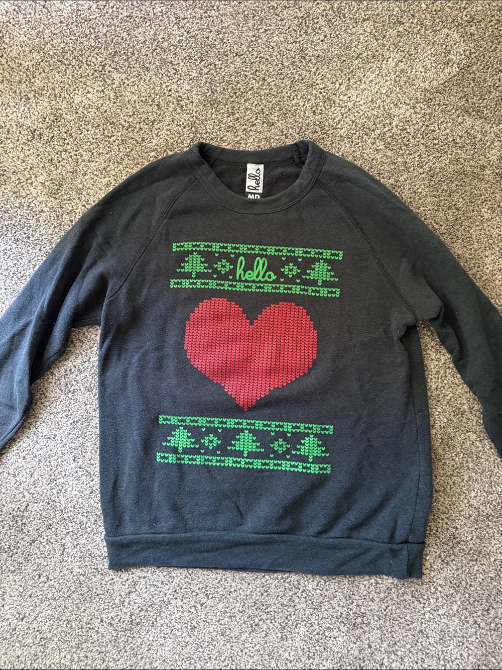 Black 'Hello' Heart Crewneck Sweatshirt